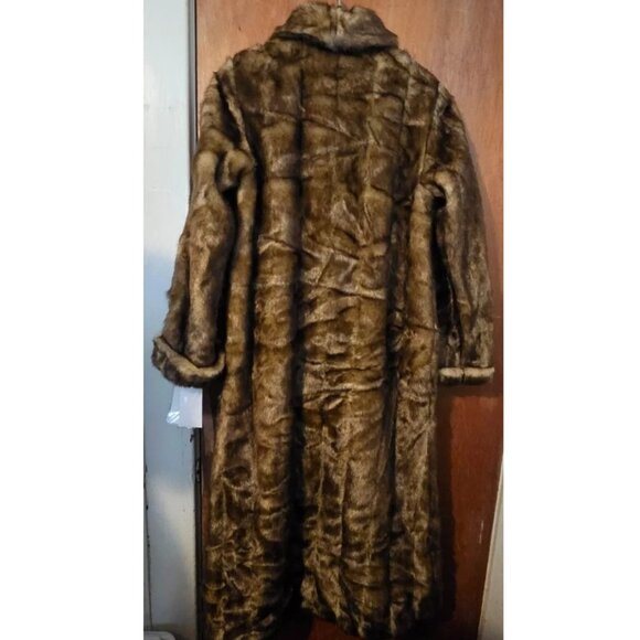 NWT Pamela McCoy XS Full Length Replica Mahogany Mink Faux Fur Coat - Picture 2 of 6